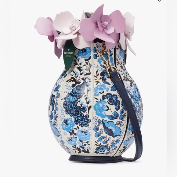 ♠️Kate Spade Perfect Plume Peacock Floral Printed 3D Vase Crossbody Bag - Picture 5 of 8